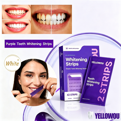 YELLOWOU Purple Teeth Whitening Strips 14 Treatments - Safe for Enamel - Non Sensitive Teeth Whitening - Whitening Without Any Harm - Pack of 28 Strips