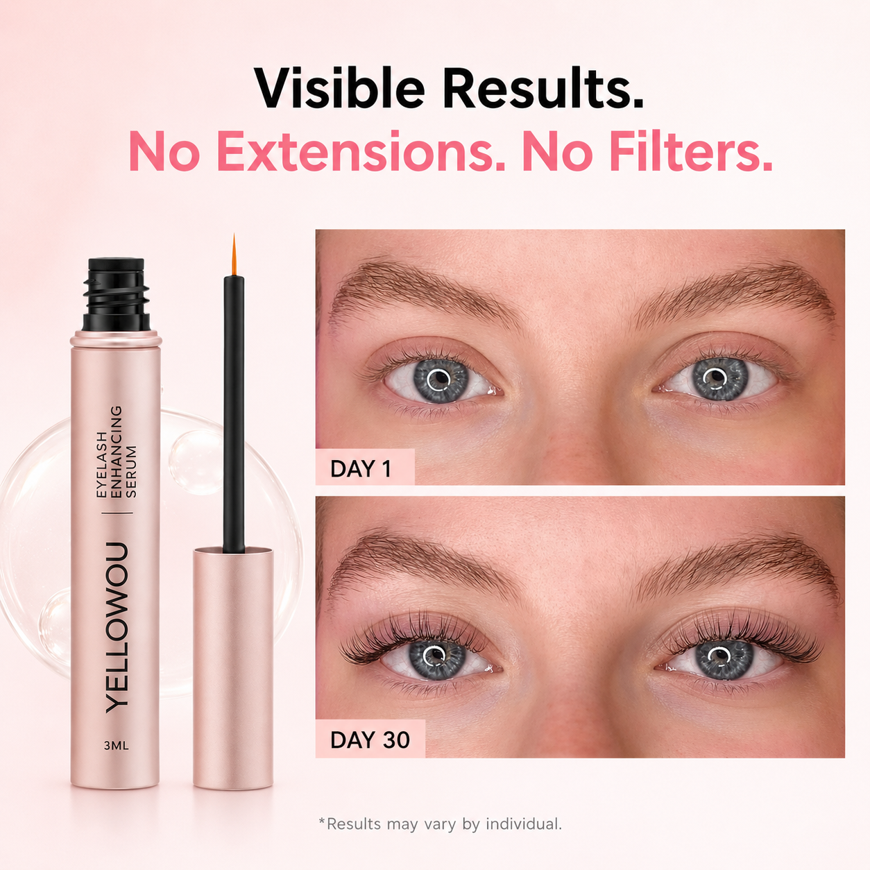 YELLOWOU  Eyelash Enhancing Serum with Powerful Peptides & Plant Botanicals for Thinning Lashes 3ML Makeup Cosmetic