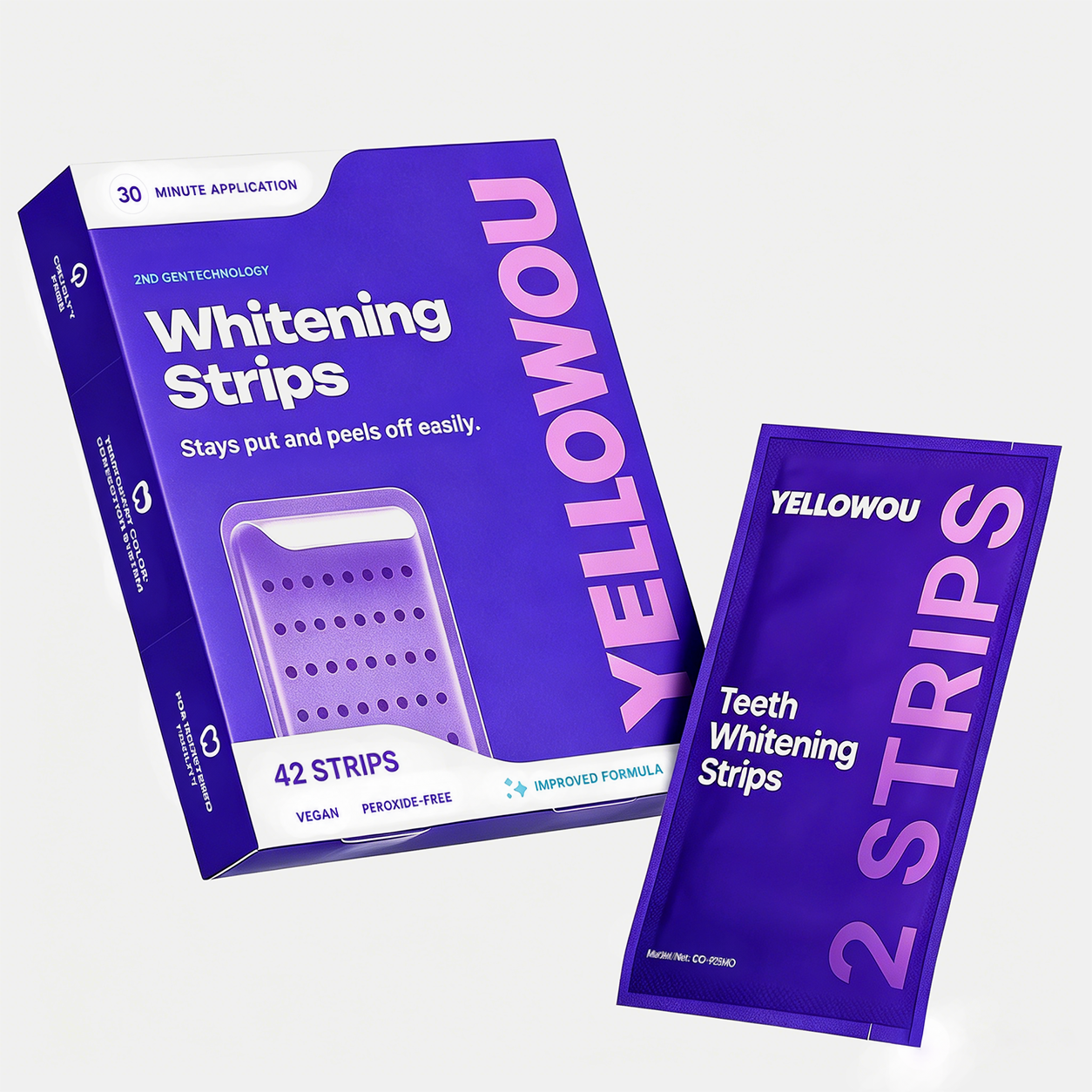 YELLOWOU Purple Teeth Whitening Strips 14 Treatments - Safe for Enamel - Non Sensitive Teeth Whitening - Whitening Without Any Harm - Pack of 28 Strips
