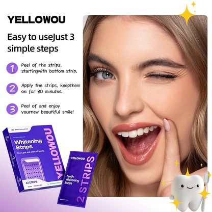 YELLOWOU Purple Teeth Whitening Strips 14 Treatments - Safe for Enamel - Non Sensitive Teeth Whitening - Whitening Without Any Harm - Pack of 28 Strips